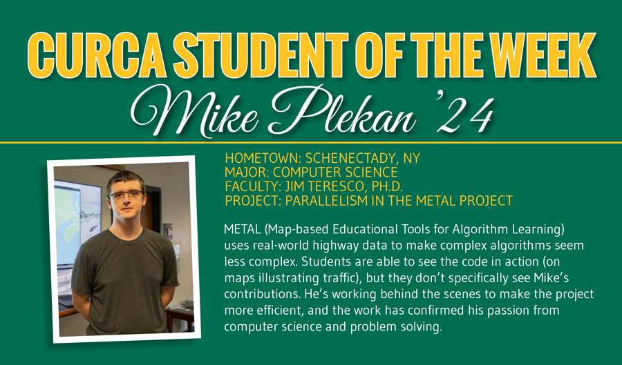 Mike Plekan awarded CURCA Student of the Week in Fall 2022