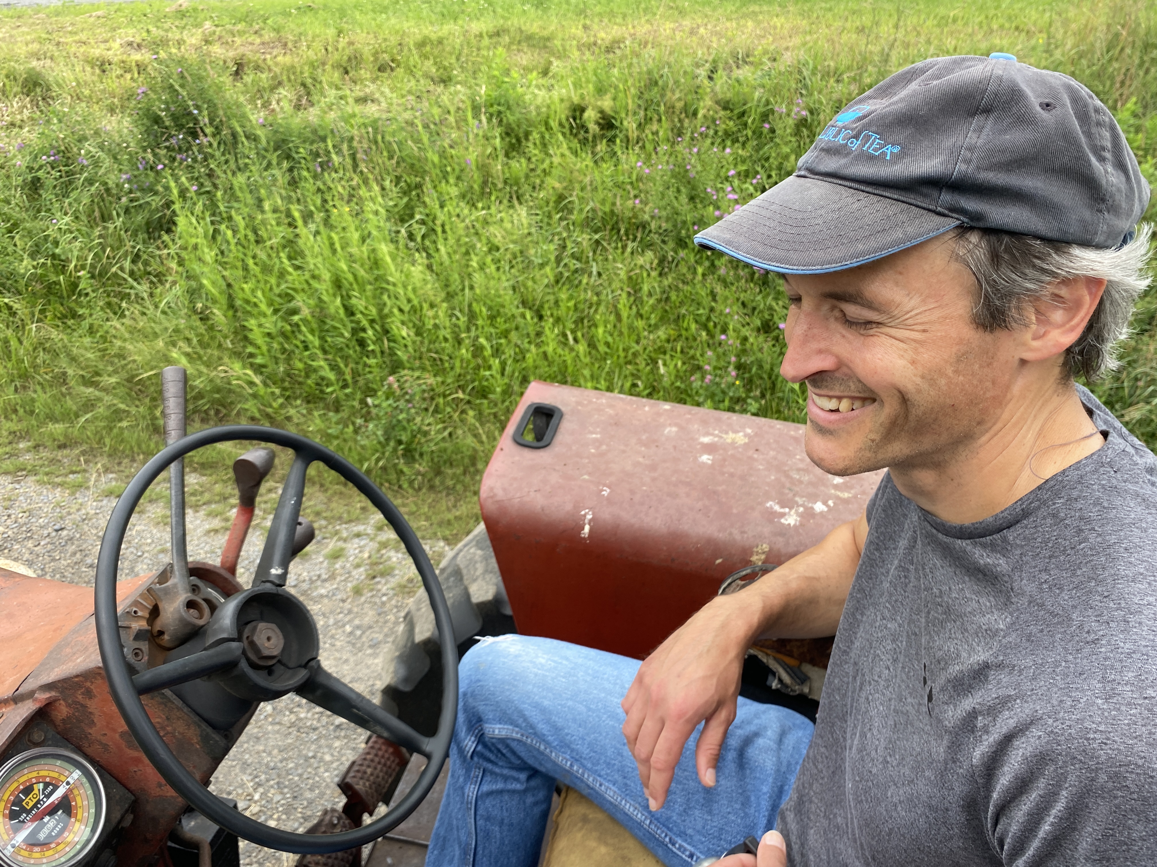 Dr. Maxwell on a tractor