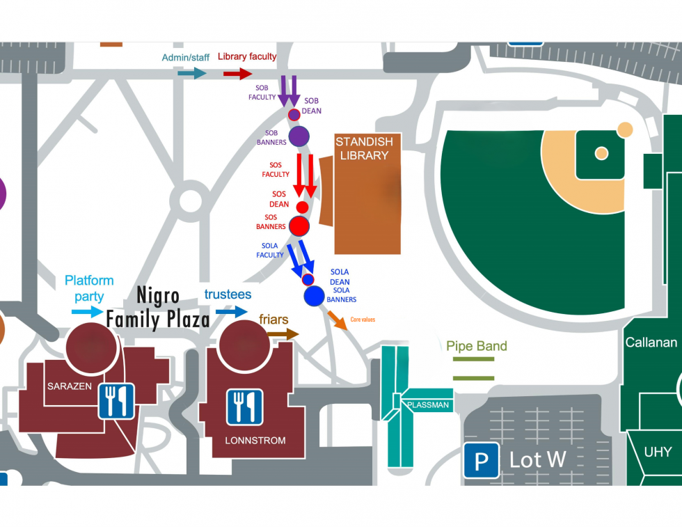 Map of Siena with locations to line up for the procession