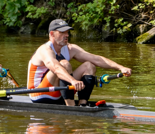 Professor Breimer rowing. 