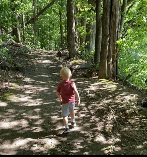 Cathy's son on a hiking trail.