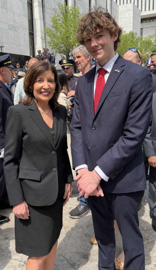 Student with the New York Governor