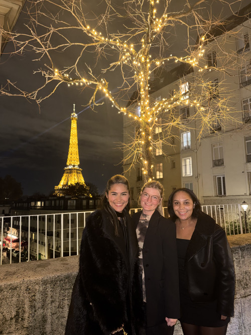 Emily and friends at the Eiffel Tower