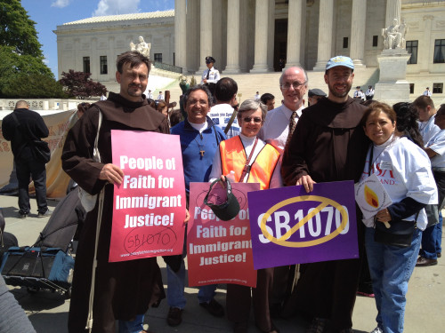 Br. Jacek at a political rally