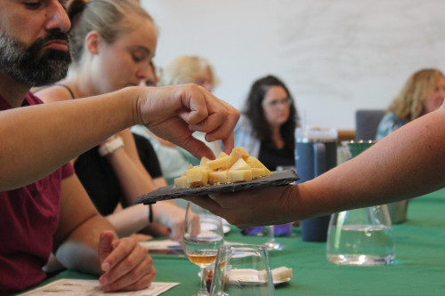 A picture of a plate of cheese