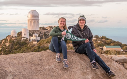 Physics majors Sandy Spicer (`19) and Daniel Allspach (`21) at Kitt Peak National Observatory.  February 2019.