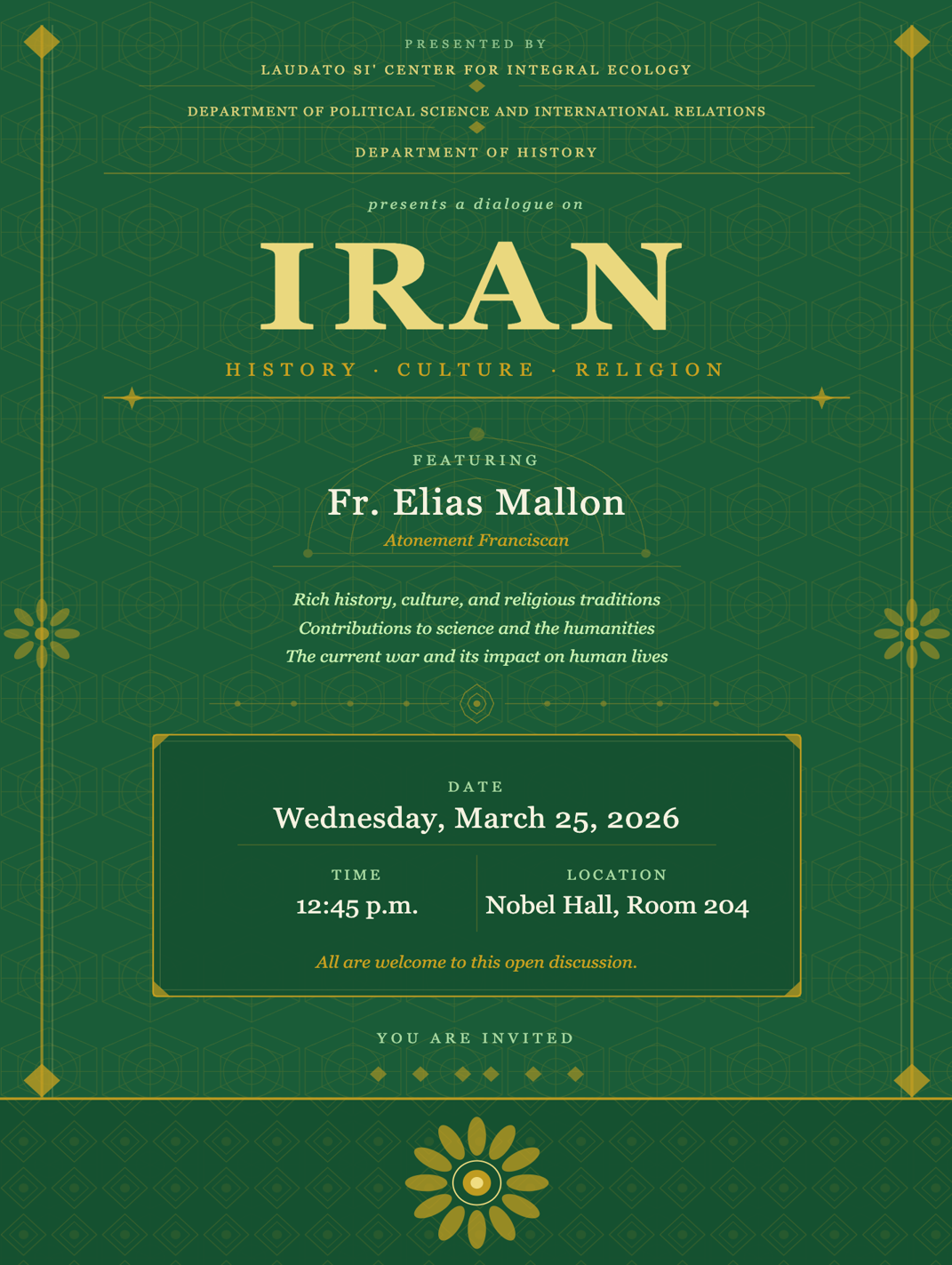 Flyer of Iran Event, Details are included in the webpage