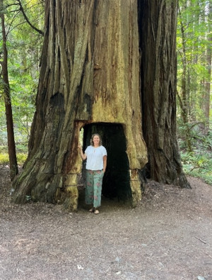 Tobi with a giant tree